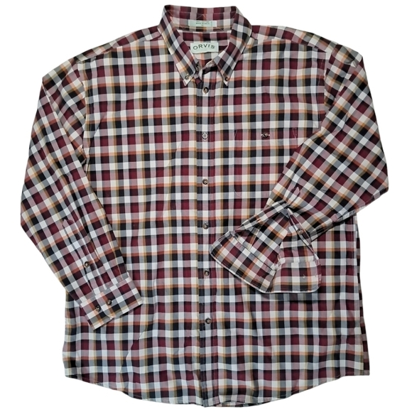 Orvis Button Down Shirt Men’s XL Blue Red Plaid 100% Cotton Classic Fit - Picture 9 of 9